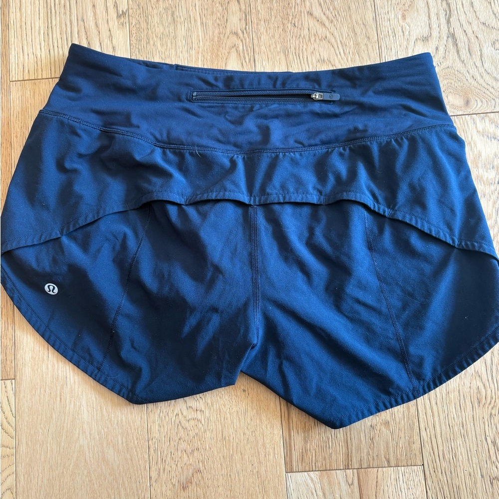 lululemon athletica Navy Running Shorts with Rear Zip Pocket